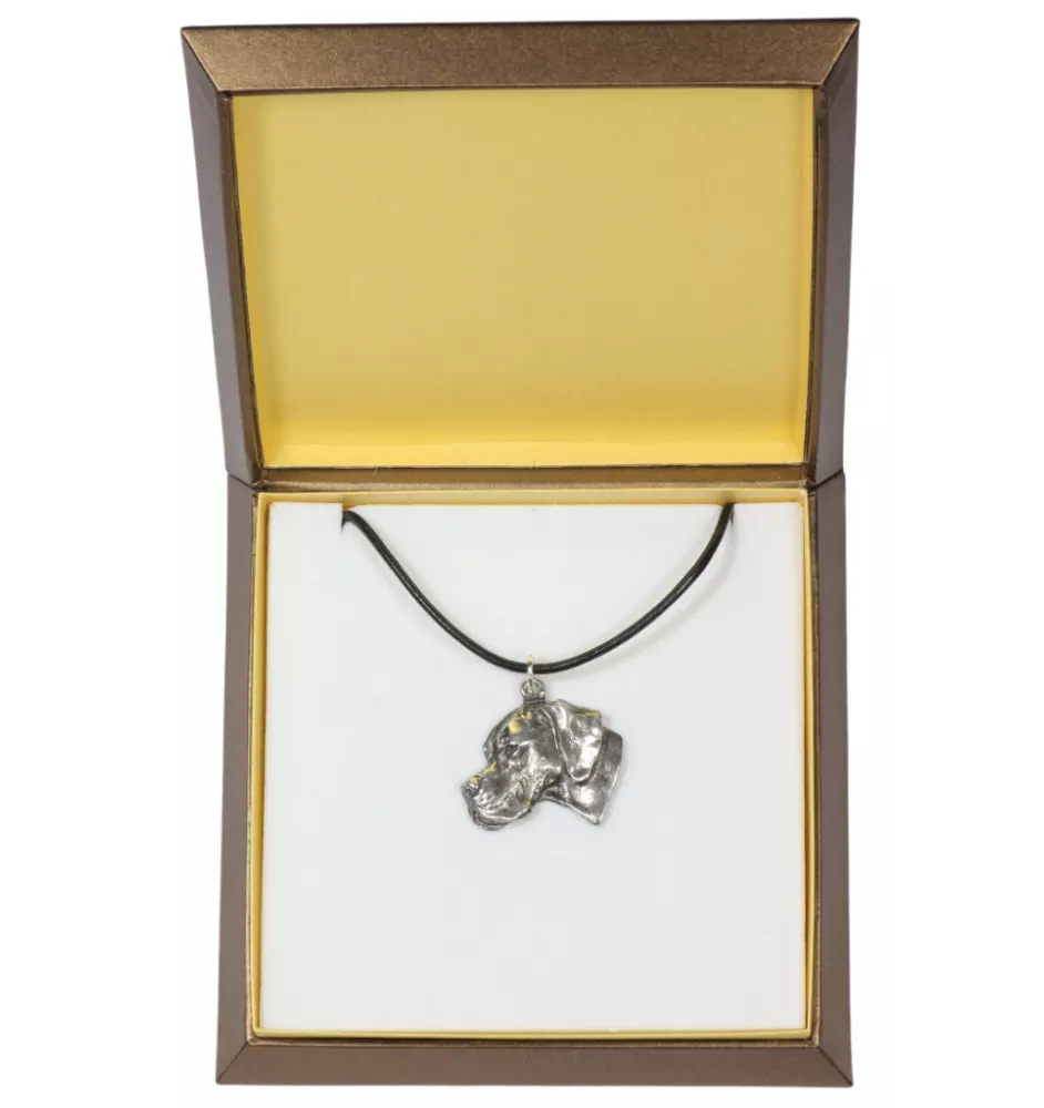 Pointer anglais I - Collier de chien dans une boîte cadeau, médaillon argenté pour fan de chien, pendentif remarquable de la marque Art-Dog
