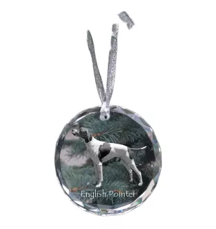 English Pointer, Englischer Pointer - Kristallkugel mit Foto, Hundebild im Kristall, personalisierter Christbaumschmuck von Art-Dog.