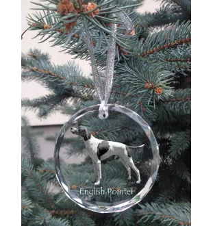 English Pointer, Englischer Pointer - Kristallkugel mit Foto, Hundebild im Kristall, personalisierter Christbaumschmuck von Art-Dog.