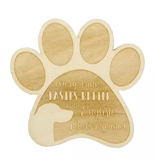 Cocker spaniel anglais - Sous-verre mug, sous-verre gravé avec chien, cadeau pour amoureux des chiens par la marque Art-Dog