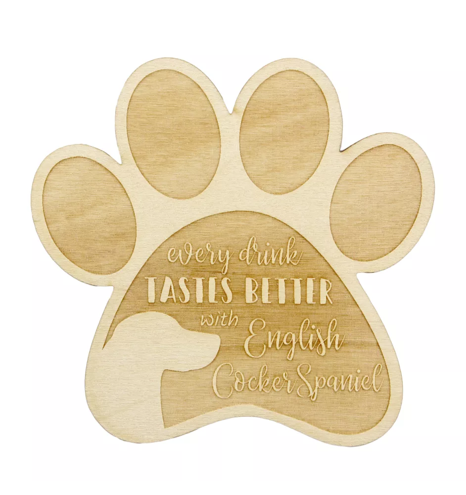 English Cocker Spaniel - Mug coaster, engraved coaster with dog, gift for dog lover by Art-Dog brand