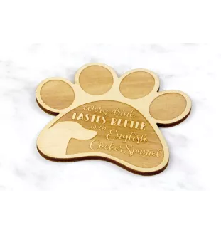 English Cocker Spaniel - Mug coaster, engraved coaster with dog, gift for dog lover by Art-Dog brand