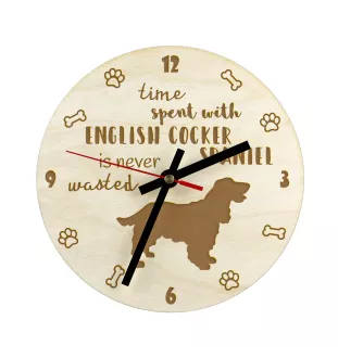 English Cocker Spaniel - clock with dog, wooden clock with engraving, personalised clock by Art-Dog