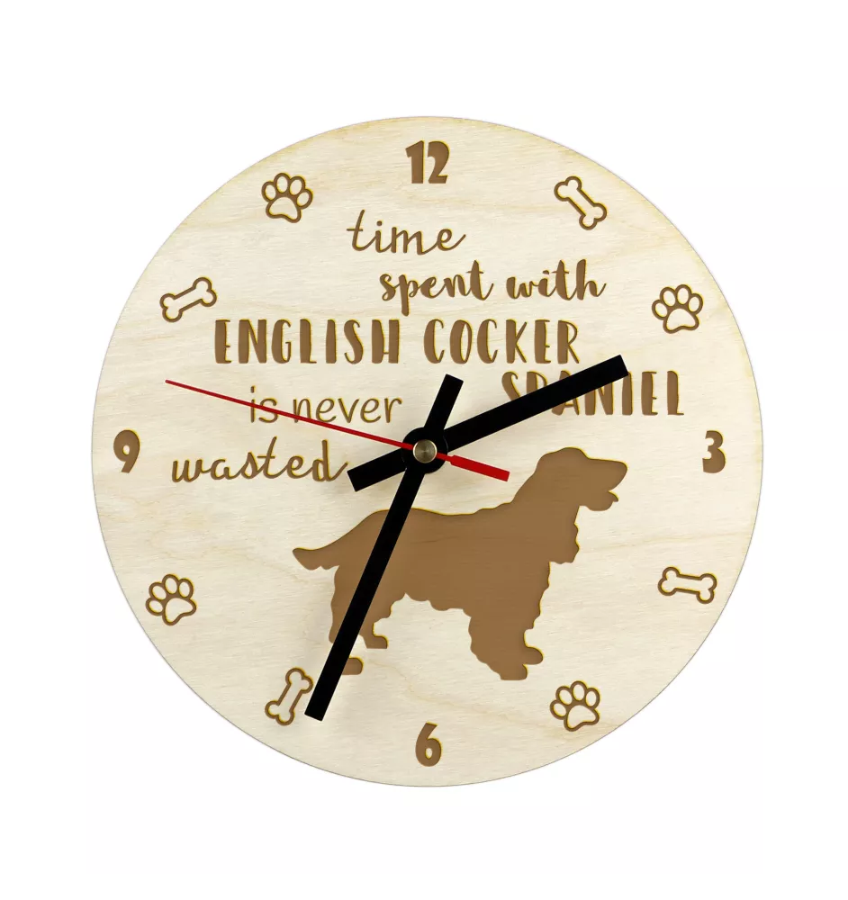 English Cocker Spaniel - clock with dog, wooden clock with engraving, personalised clock by Art-Dog