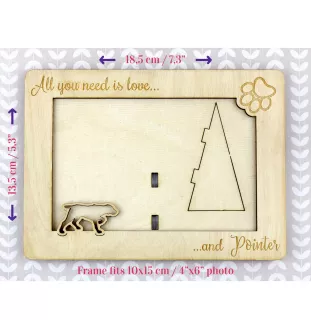 English Pointer - Photo frame, engraved wooden frame, a lovely gadget for the dog lover by Art-Dog