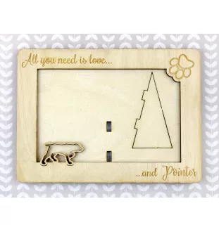 English Pointer - Photo frame, engraved wooden frame, a lovely gadget for the dog lover by Art-Dog