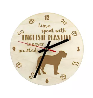 Mastiff, englischer Mastiff - Hundeuhr, Holzuhr, Wanduhr für Hundefreunde, Tisch- und Regaluhr, Art-Dog
