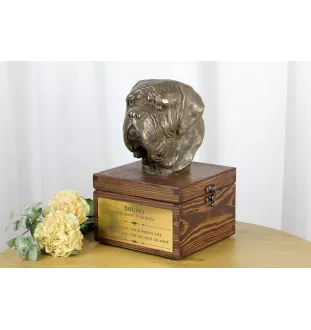 English Mastiff - urn for dog ashes with a statuette, small urn for a dog, personalized urn with a bust of a dog by Art-Dog brand