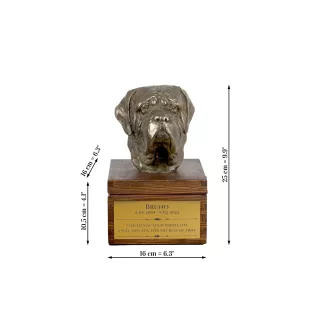 English Mastiff - urn for dog ashes with a statuette, small urn for a dog, personalized urn with a bust of a dog by Art-Dog brand
