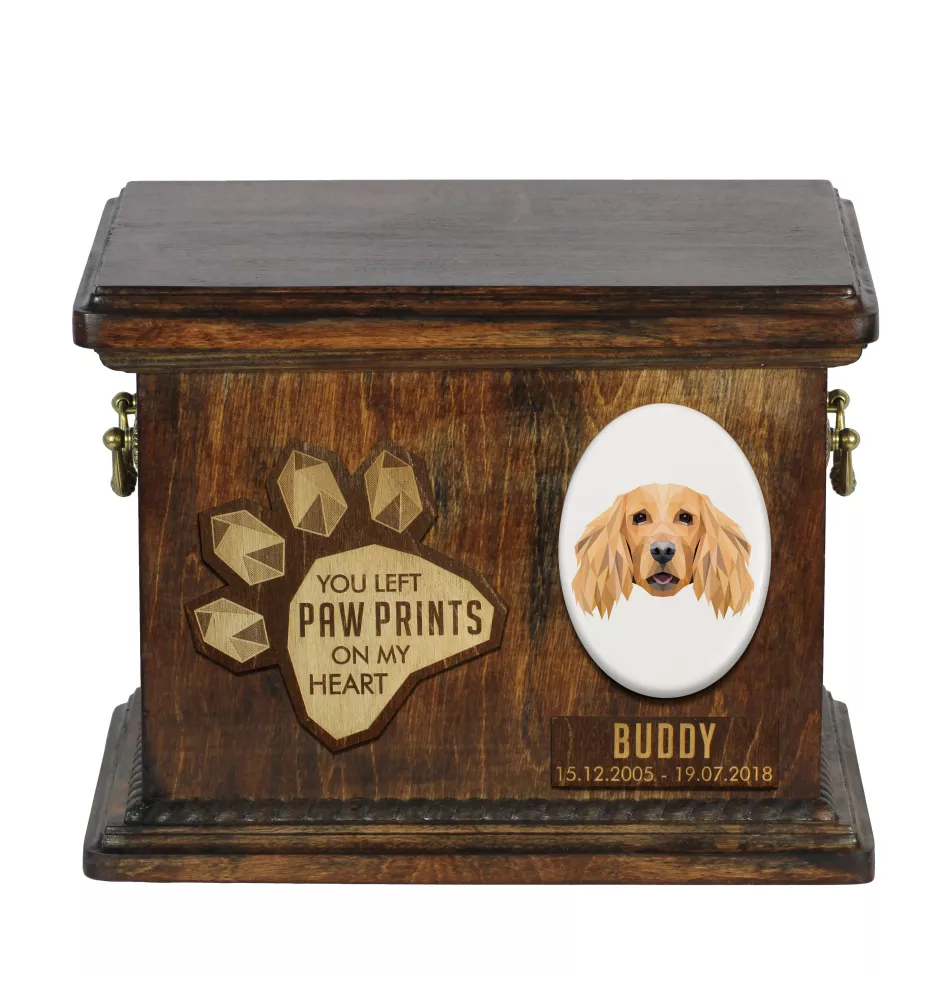Cocker spaniel anglais - urne pour les cendres de chien, urne personnalisée avec une gravure, boîte commémorative pour les cendres de chien de la marque Art-Dog
