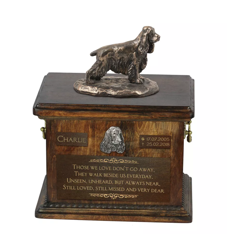 Cocker spaniel angielski urna z podobizną psa i tabliczką Art-Dog