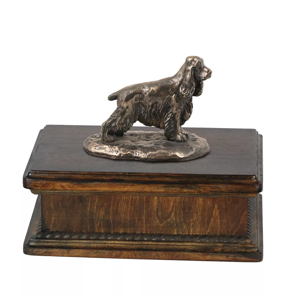 English Cocker Spaniel, Englische Cockerspaniel  - Hund Ascheurne, klassische Urne mit Statue, elegante Urne mit Hund von der Marke Art-Dog