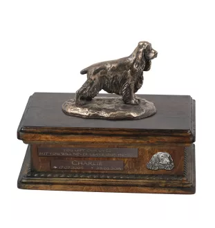 English Cocker Spaniel, Englische Cockerspaniel  urne in Hundeasche, personalisierte Urne mit Statue, Holzurne mit Hund von Art-Dog