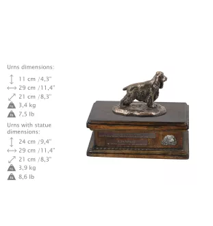 English Cocker Spaniel, Englische Cockerspaniel  urne in Hundeasche, personalisierte Urne mit Statue, Holzurne mit Hund von Art-Dog