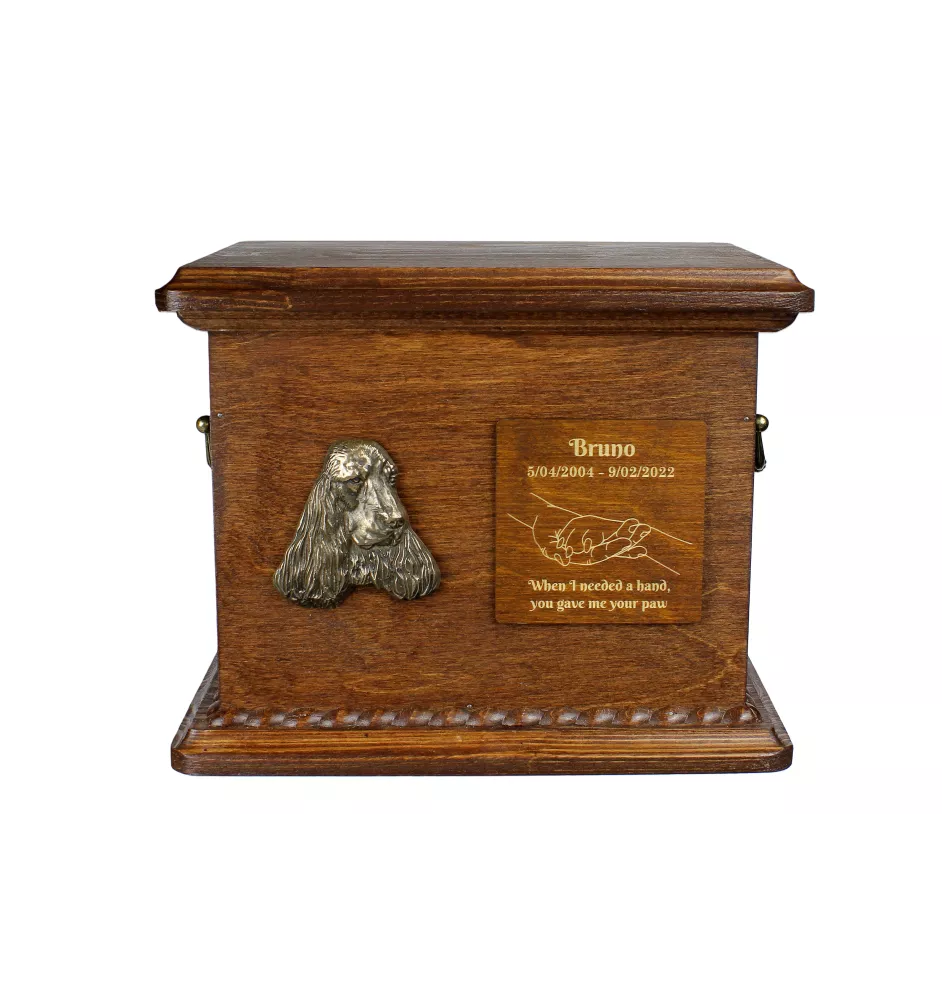 English Cocker Spaniel I - urn for dog ashes, personalized urn with engraving and bas-relief, commemorative box for dog ashes by Art-Dog brand