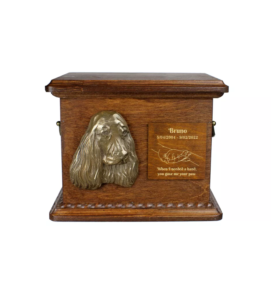 English Cocker Spaniel II - urn for dog ashes, personalized urn with engraving and bas-relief, commemorative box for dog ashes by Art-Dog brand