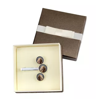 English Cocker Spaniel - cufflinks and tie with your photo, a suit decoration, men's jewelry from the Art-Dog brand.