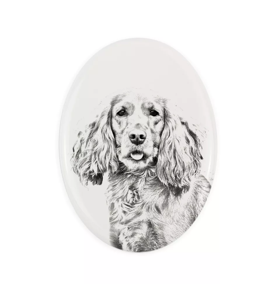 Cocker spaniel anglais - une plaque commémorative avec une photo de chien, une plaque funéraire avec une impression, une plaque ovale personnalisée de la marque Art-Dog