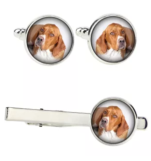 English Pointer I - cufflinks and tie with your photo, a suit decoration, men's jewelry from the Art-Dog brand.