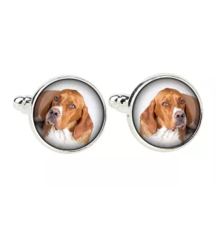 English Pointer I - cufflinks and tie with your photo, a suit decoration, men's jewelry from the Art-Dog brand.