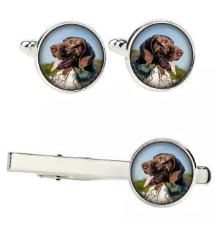 Pointer anglais - Boutons de manchette et cravate avec votre photo, accessoire de costume, bijoux pour hommes de la marque Art-Dog.