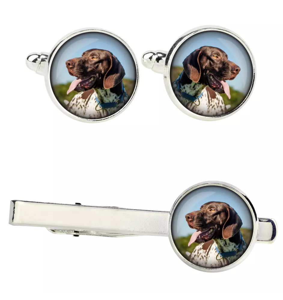 Pointer anglais - Boutons de manchette et cravate avec votre photo, accessoire de costume, bijoux pour hommes de la marque Art-Dog.