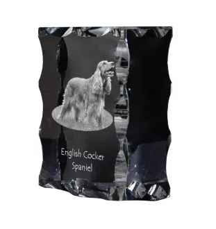 English Cocker Spaniel - crystal with a picture of a dog, glass statuette with a picture, unique frame with a picture from Art-Dog brand