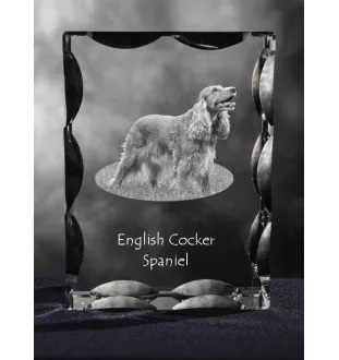 English Cocker Spaniel - crystal with a picture of a dog, glass statuette with a picture, unique frame with a picture from Art-Dog brand