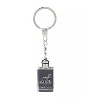 English Cocker Spaniel - Crystal key ring with dog photo, illuminated key ring, unique gift by Art-Dog brand