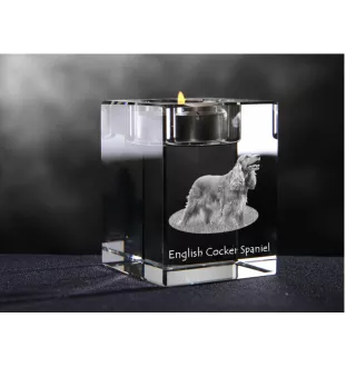 English Cocker Spaniel, Englische Cockerspaniel  - Kerzenhalter mit Hundefoto, Teelichthalter aus Kristall, personalisiertes Geschenk der Marke Art-Dog