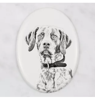 English Pointer II - commemorative plaque with a photo of a dog, tombstone with a print, personalized oval plaque from the Art-Dog brand