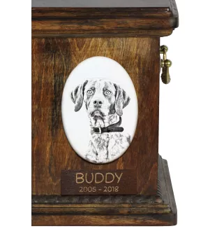 English Pointer II - commemorative plaque with a photo of a dog, tombstone with a print, personalized oval plaque from the Art-Dog brand