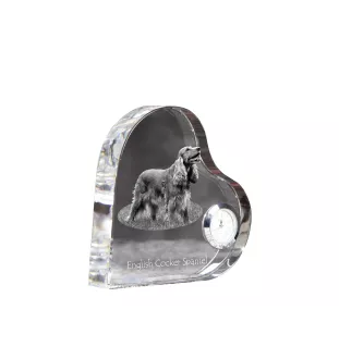Cocker spaniel anglais - horloge en cristal avec une photo de chien, horloge de table en forme de cœur, horloge debout personnalisée de la marque Art-Dog