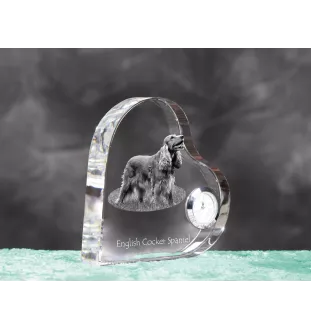 Cocker spaniel anglais - horloge en cristal avec une photo de chien, horloge de table en forme de cœur, horloge debout personnalisée de la marque Art-Dog