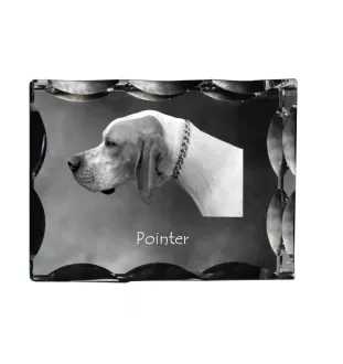 English Pointer, Englischer Pointer I - Kristall mit einem Hundebild, Glasstatuette mit einem Bild, einzigartiger Bilderrahmen der Marke Art-Dog