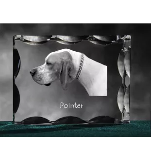 English Pointer, Englischer Pointer I - Kristall mit einem Hundebild, Glasstatuette mit einem Bild, einzigartiger Bilderrahmen der Marke Art-Dog