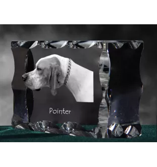 English Pointer I - crystal with a picture of a dog, glass statuette with a picture, unique frame with a picture from Art-Dog brand