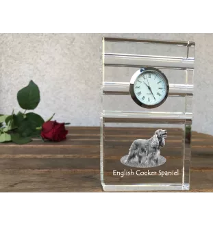 Cocker spaniel anglais - une horloge en verre avec une photo, une photo de chien dans un cristal, une horloge de bureau personnalisée de la marque Art-Dog
