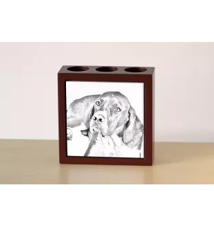 English Pointer I - pen holder with a dog, desk organizer with a print, personalized desk decoration from the Art-Dog brand.