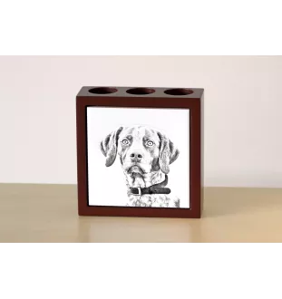 English Pointer II - pen holder with a dog, desk organizer with a print, personalized desk decoration from the Art-Dog brand.