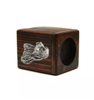Cocker spaniel anglais - bougeoir en bois avec un chien, un souvenir unique après la perte d'un chien, une œuvre artisanale de la marque Art-Dog
