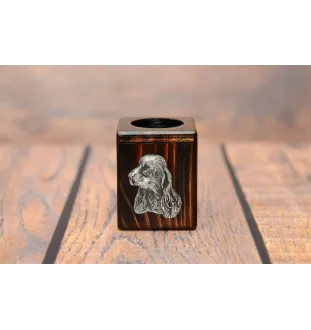 Cocker spaniel anglais - bougeoir en bois avec un chien, un souvenir unique après la perte d'un chien, une œuvre artisanale de la marque Art-Dog
