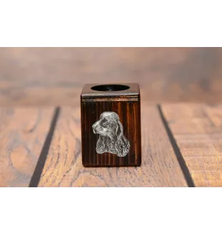 English Cocker Spaniel - wooden candle holder with a dog, a unique souvenir after losing a dog, a handicraft from the Art-Dog brand
