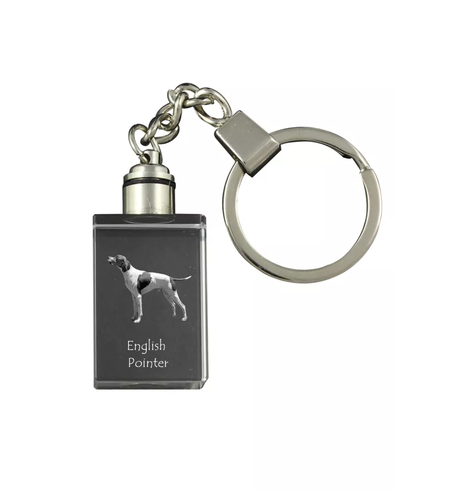English Pointer - Crystal key ring with dog photo, illuminated key ring, unique gift by Art-Dog brand