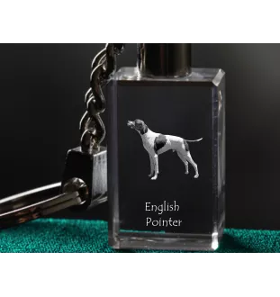 English Pointer - Crystal key ring with dog photo, illuminated key ring, unique gift by Art-Dog brand
