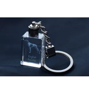 English Pointer - Crystal key ring with dog photo, illuminated key ring, unique gift by Art-Dog brand
