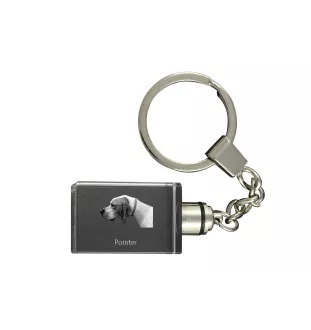 English Pointer I - Crystal key ring with dog photo, illuminated key ring, unique gift by Art-Dog brand