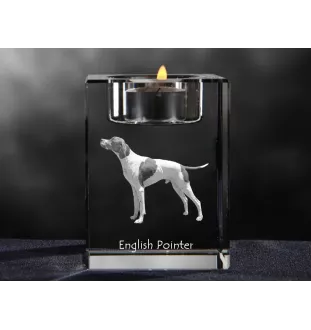 English Pointer - Candle holder with dog photo, crystal tealight holder, personalised gift by Art-Dog brand