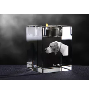 English Pointer I - Candle holder with dog photo, crystal tealight holder, personalised gift by Art-Dog brand
