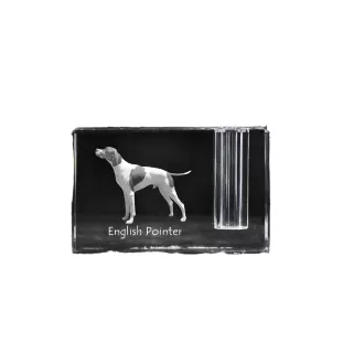 Pointer anglais - Porte-stylos, organiseur en cristal avec photo de chien, décoration de bureau unique par la marque Art-Dog